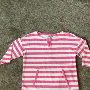 Talbots hot pink and white pullover